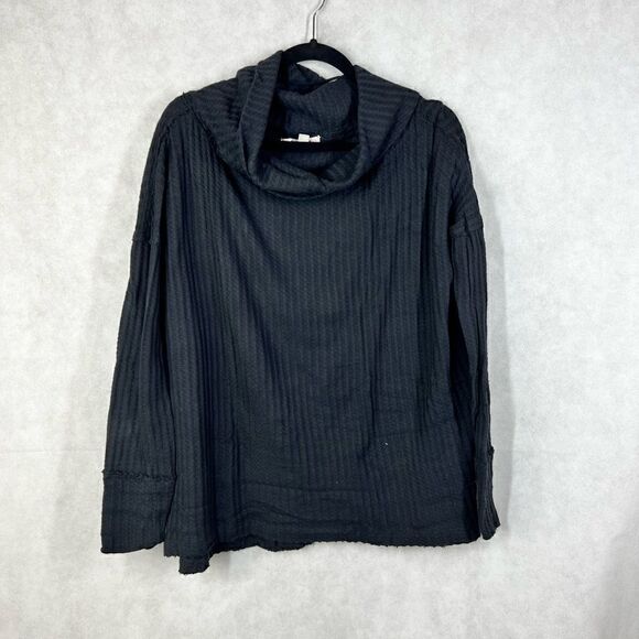 Free People Cowl Neck Black Thermal New with tags - Picture 1 of 5